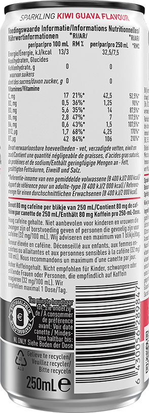 CELSIUS® KIWI GUAVA – Product's Back Label